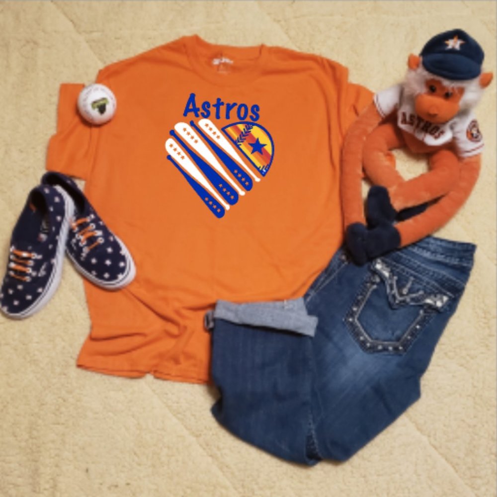 Houston Astros Baseball Love Bat Tshirt Stripe